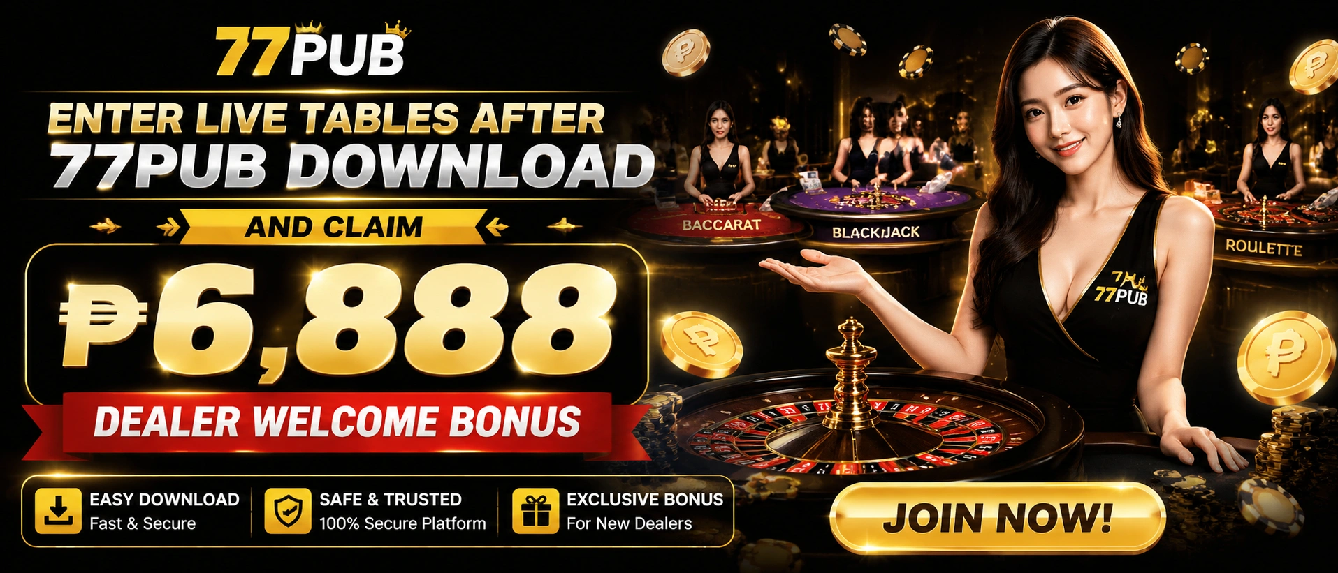 77pub live casino Philippines mobile table hub