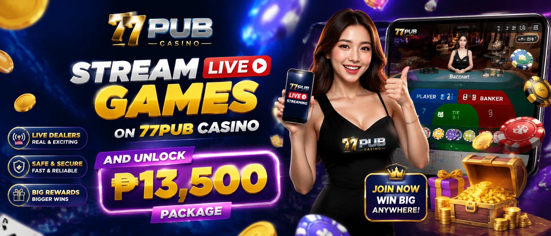 77pub live casino promotion and table access